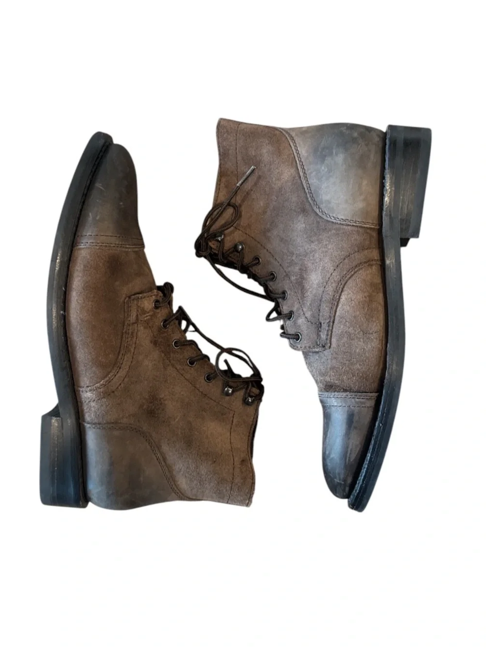 Thursday Captain Lace Up Boots Driftwood Mixed Leather Suede Cap Toe Size 12.5